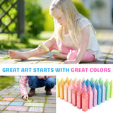 Block Party Sidewalk Chalk 32-Piece Art Set - BIG BOLD Colors Includes 4 Glitter Chalk That Sparkle, Square Non-Roll Kids Chalk, Washable