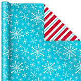 Hallmark Reversible Christmas Wrapping Paper for Kids - Bulk (2 Jumbo Rolls: 160 sq. ft. ttl) Santa, Snowflakes, Stripes, Red Dots